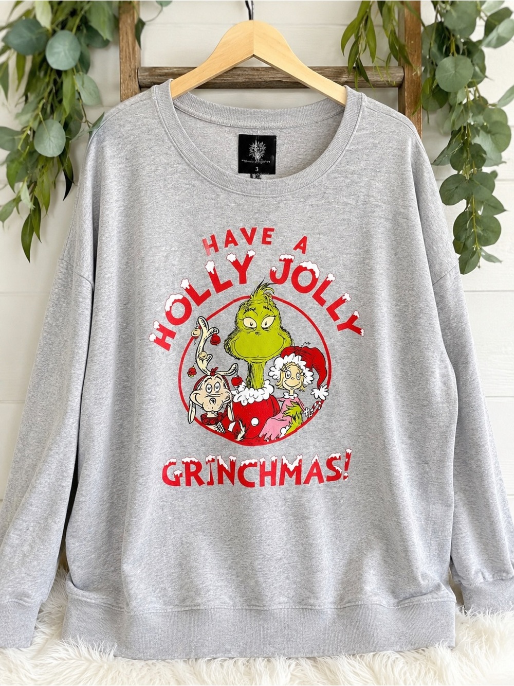 Torrid The Grinch Holly Jolly Grinchmas Christmas Sweatshirt Gray Size 3 Plus